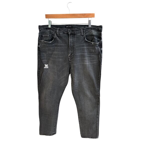 True Religion Mens Logan Relaxed Taper Distressed Jeans Size 34 Gray Denim - Picture 1 of 10